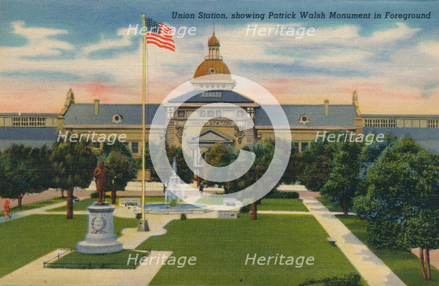 Union Station, showing Patrick Walsh in Foreground, 1943. Artist: Unknown