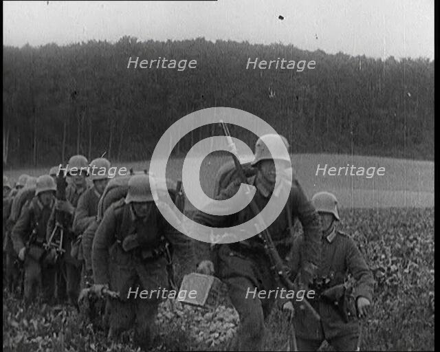 Male German Soldiers On Manoeuvres, 1920s. Creator: British Pathe Ltd.