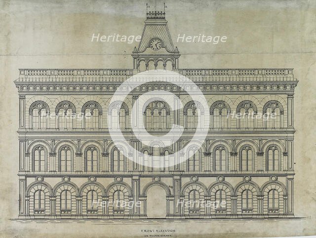 Kings County Courthouse Competition, Chicago, Illinois, Elevation, c. 1869. Creator: Peter Bonnett Wight.