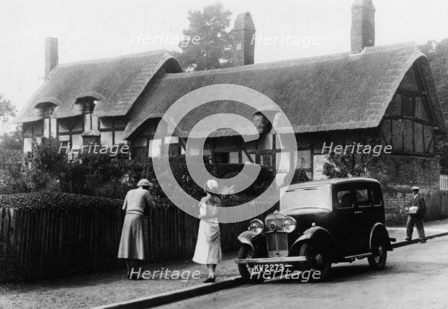 1933 Triumph Super Nine Saloon at Anne Hathaway's cottage, Shottery, Warwickshire, c1933. Artist: Unknown