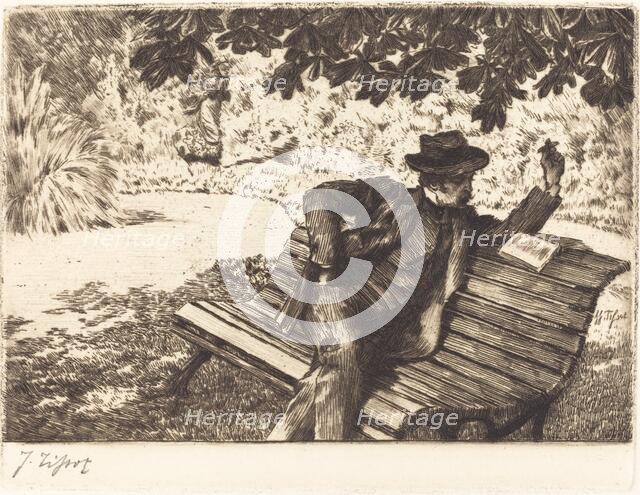 Denoisel Reading in the Garden, 1882. Creator: James Tissot.