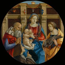 Madonna and Child with a Male Saint, Catherine of Alexandria and a Donor, about 1496. Creator: Michelangelo di Pietro Membrini.