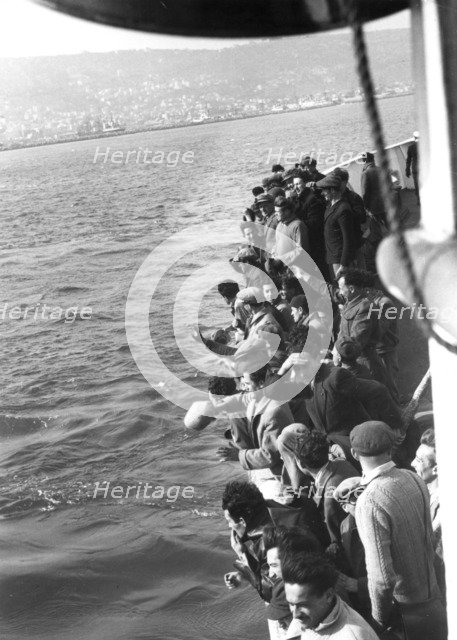 Jewish refugees arriving at Haifa, 1949. Artist: Unknown