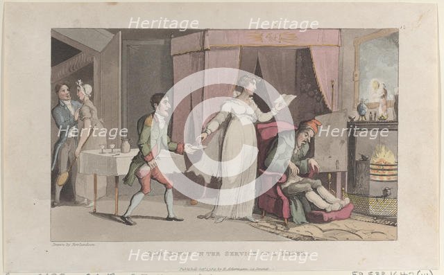 Quae Genus in the Service of a Miser, from "The History of Johnny Quae Genus, T..., October 1, 1821. Creator: Thomas Rowlandson.