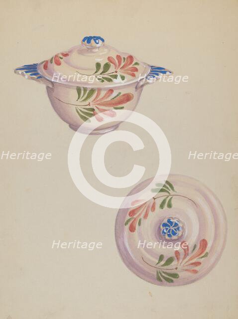 Bowl with Lid, c. 1937. Creator: Eva Wilson.