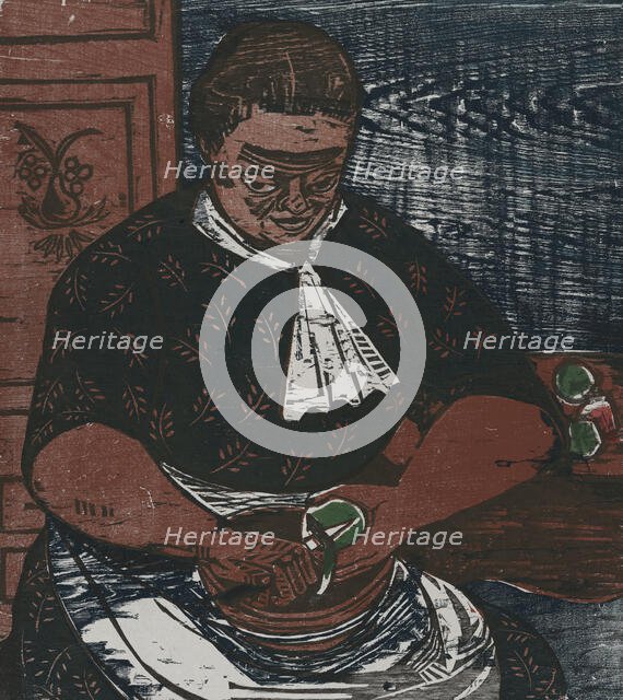 Woman in the Kitchen, ca.1935 - 1943. Creator: Bernard P Schardt.