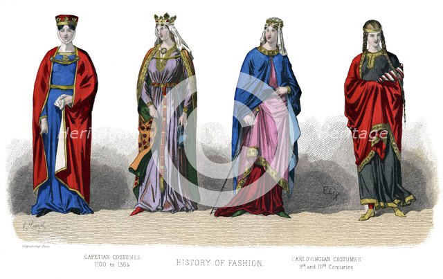 French costume: Capetian, Carlovingian, (1882). Artist: Unknown