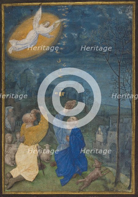 The Annunciation to the Shepherds: Miniature from the Emerson-White Hours, late 1470s-about 1480.  Creator: Master of the Houghton Miniatures.