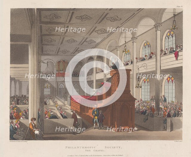Philanthropic Society, The Chapel, April 1, 1809., April 1, 1809. Creator: J. Bluck.