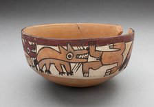 Bowl Depicting Coyotes Attacking Human, 180 B.C./A.D. 500. Creator: Unknown.