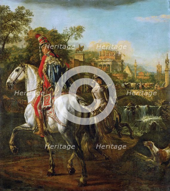Equestrian Portrait of a Hussar Officer, 1773. Artist: Bellotto, Bernardo (1720-1780)