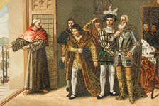 Cardinal Jiménez de Cisneros showing his power to the nobility, 1890.  Creator: Unknown.