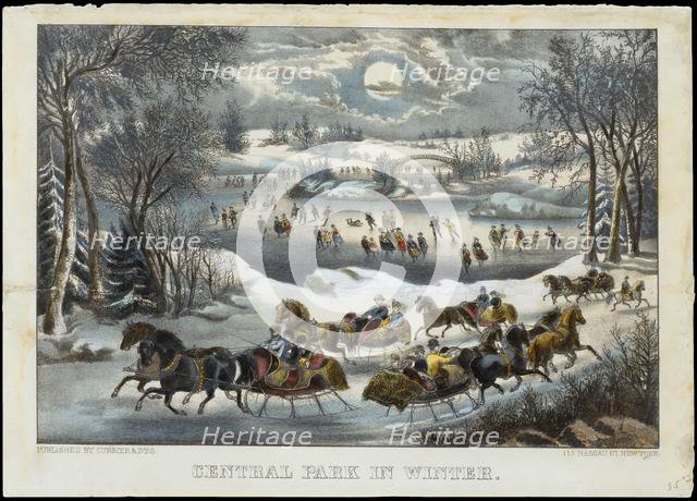 Central Park in Winter, 1877-94., 1877-94. Creators: Nathaniel Currier, James Merritt Ives, Currier and Ives.