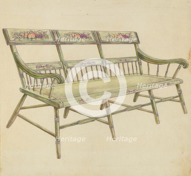 Sheraton Painted Three-Back Settee, 1935/1942. Creator: Unknown.