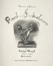 Essay on Stone with Brush and Scraper: Title Page, 1851. Creator: Adolph von Menzel (German, 1815-1905).