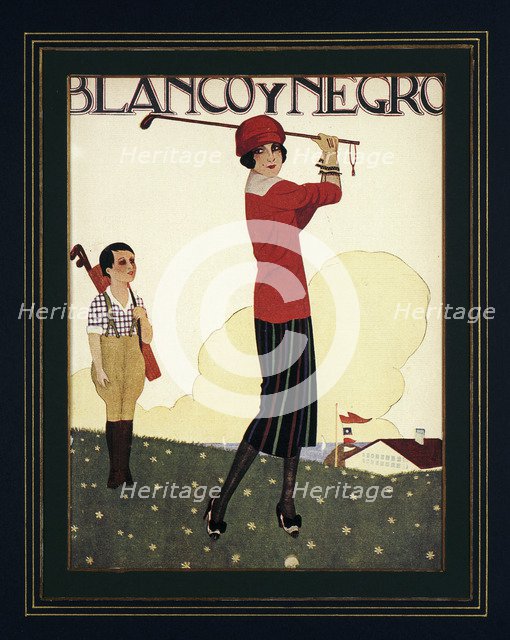Blanco Y Negro poster with golfing theme, c1930s. Artist: Unknown