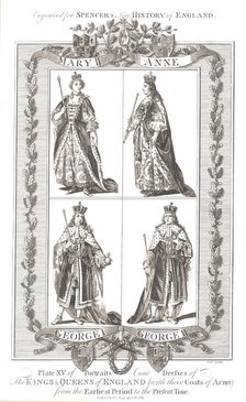 English Kings and Queens with coats of Arms, 1780-1800 Artist: Unknown