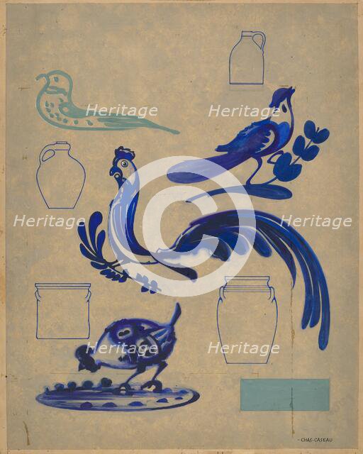 Bird Decorations on Jug, 1935/1942. Creator: Charles Caseau.