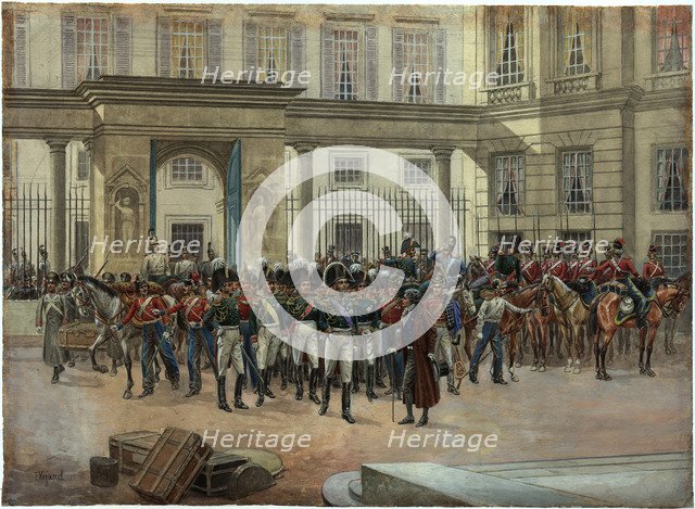 Emperor Alexander I in the courtyard of the Talleyrand's house in Paris.