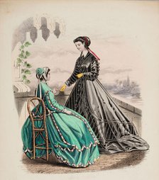 Fashion Plate - Petit Courrier des Dames 'Modes de Paris', 1866-67. Creator: Gilquin fils.