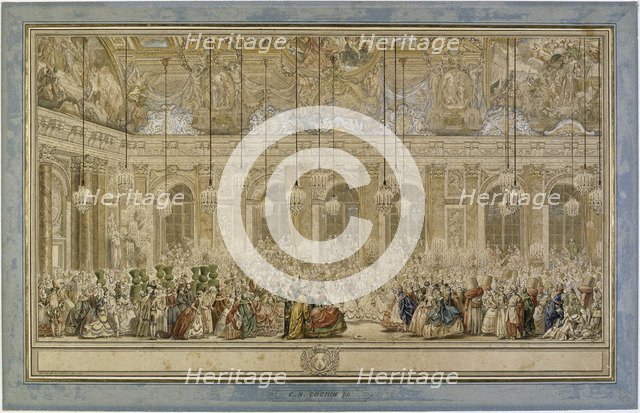 Decoration of the Hall of Mirrors in Versailles, on the occasion of the marriage of the Dauphin, on 