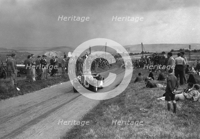 Frazer-Nash BMW competing in the Bugatti Owners Club Lewes Speed Trials, Sussex, 1937. Artist: Bill Brunell.
