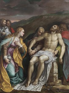 Lamentation over the dead Christ with Saints Bartholomew and Paul, c. 1570. Creator: Gambara, Lattanzio (c. 1530-1574).