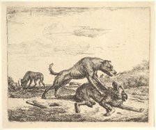 Fighting Dogs, from Different Animals, 1657. Creator: Adriaen van de Velde.