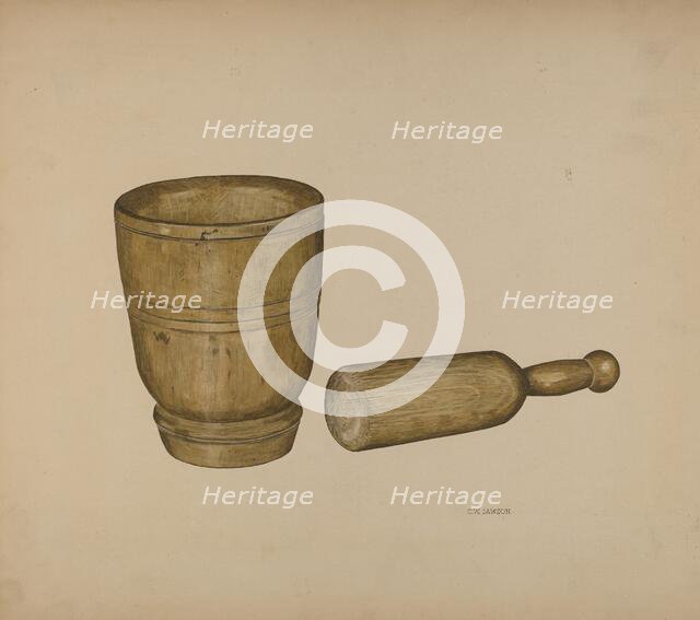 Mortar and Pestle, c. 1940. Creator: Clarence W Dawson.