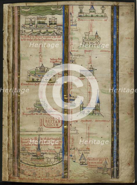 Part of an itinerary from London to Jerusalem by Matthew Paris, 1250-1259. Creator: Unknown.