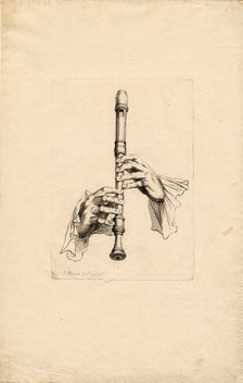 Recorder Player's Hands, um 1700. Artist: Picart, Bernard (1673–1733)
