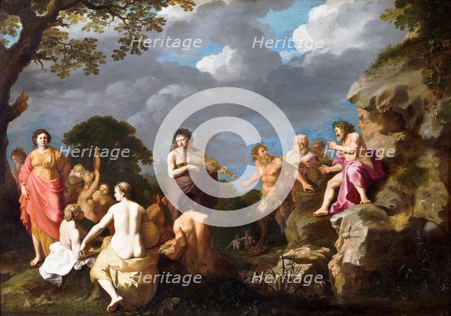 The Musical Contest between Apollo and Marsyas, 1630. Artist: Poelenburgh, Cornelis, van (1594/95-1667)