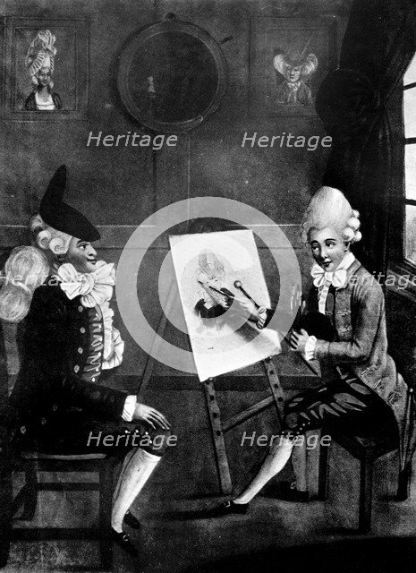 'The Macaroni Painter, or Billy Dimple sitting for his picture', 1770. Artist: Robert Dighton