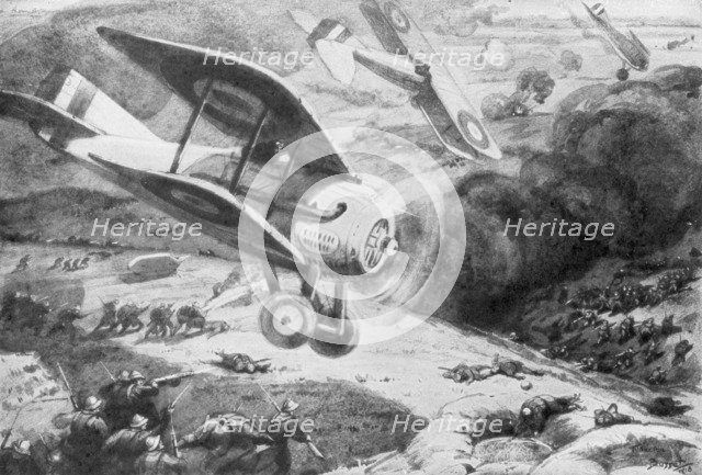 Air cavalry, attacking the infantry, 1918, (1926). Artist: Maurice Busset