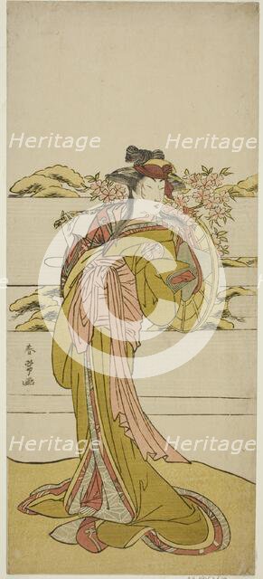 The Actor Segawa Kikunojo III as Onatsu in the Play Kabuki no Hana Bandai Soga..., c. 1781. Creator: Katsukawa Shunjo.