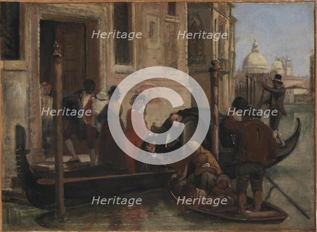 Landing in Venice. In the Distance S. Maria delle Salute, 1852-1855. Creator: Wilhelm Marstrand.