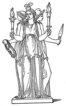 Hecate, goddess magic, ghosts and witchcraft. Artist: Unknown