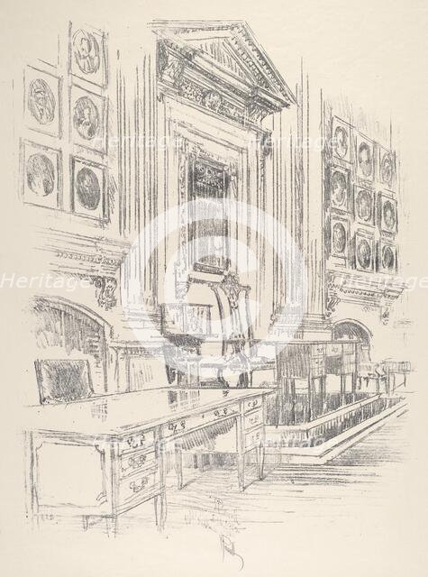 Table and Chair, Signers' Room, Independence Hall, 1912. Creator: Joseph Pennell.