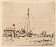 The Moored Boat (La Barque amarree), 1862. Creator: Johan Barthold Jongkind.