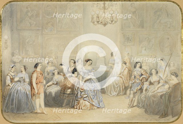 Élisa Rachel in the foyer of the Comédie Française. Artist: Montault, Henry de (1825-1890)