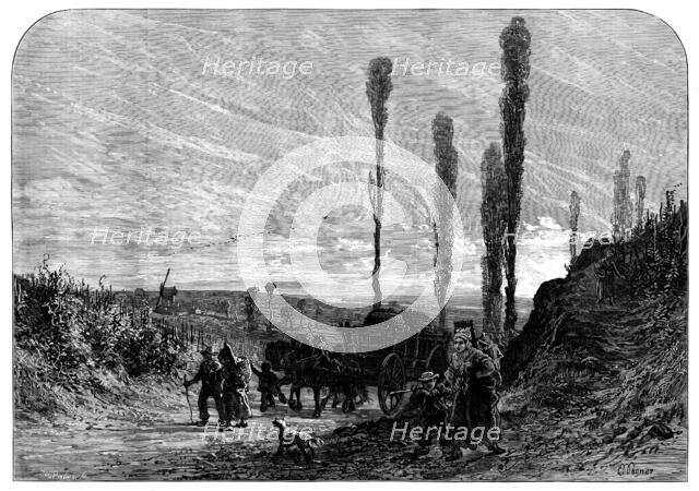 The Vintage in France: grape gatherers returning, 1873. Creator: William James Palmer.