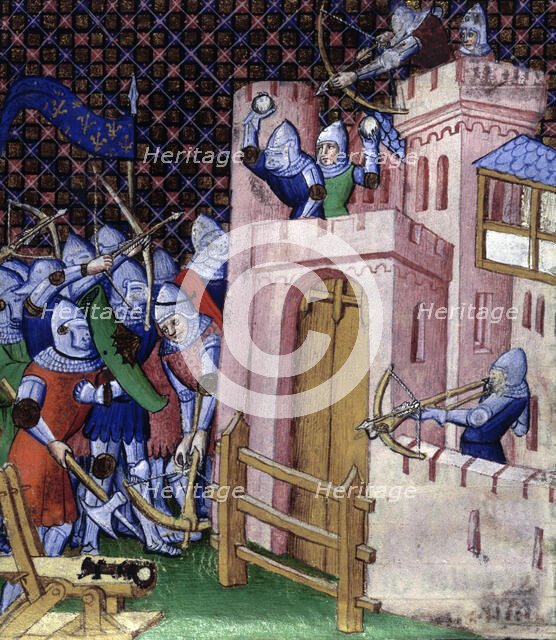 Siege scene, c1415. Creator: Unknown.
