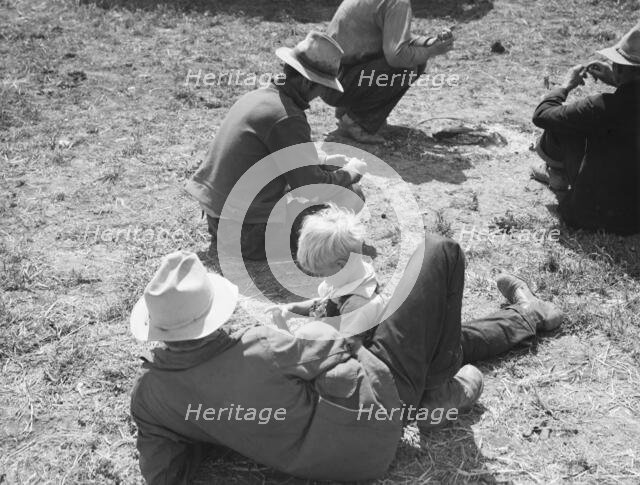 Idle migrants, foothills north of San Jose, California, 1939. Creator: Dorothea Lange.