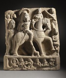 The Hindu God Revanta and Companions, early 7th century. Creator: Unknown.