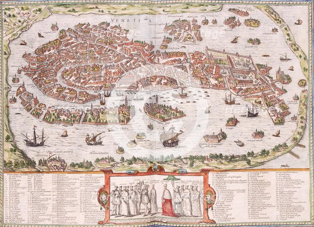 Medieval map of Venice, Italy, c1580.  Creator: Unknown.
