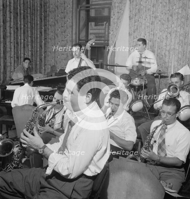 Portrait of Serge Chaloff, Georgie Auld, Red Rodney, and Tiny Kahn, New York, N.Y., ca. Aug. 1947. Creator: William Paul Gottlieb.