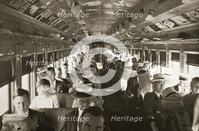 Rail commuters, New York, USA, c1920s-c1930s. Artist: Unknown