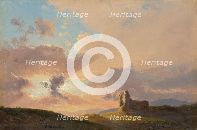 Ruins at sunset, 1835-1850. Creator: Karol Marko.