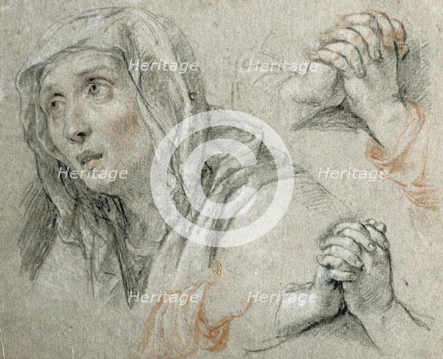 Studies for the Figure of the Virgin, about 1700. Creator: Antoine Coypel.