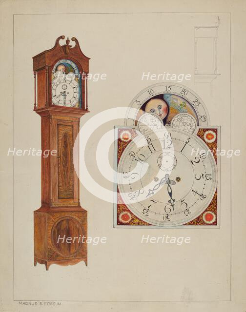 Grandfather Clock, c. 1937. Creator: Magnus S. Fossum.